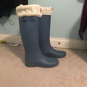 Tall hunter boots with socks